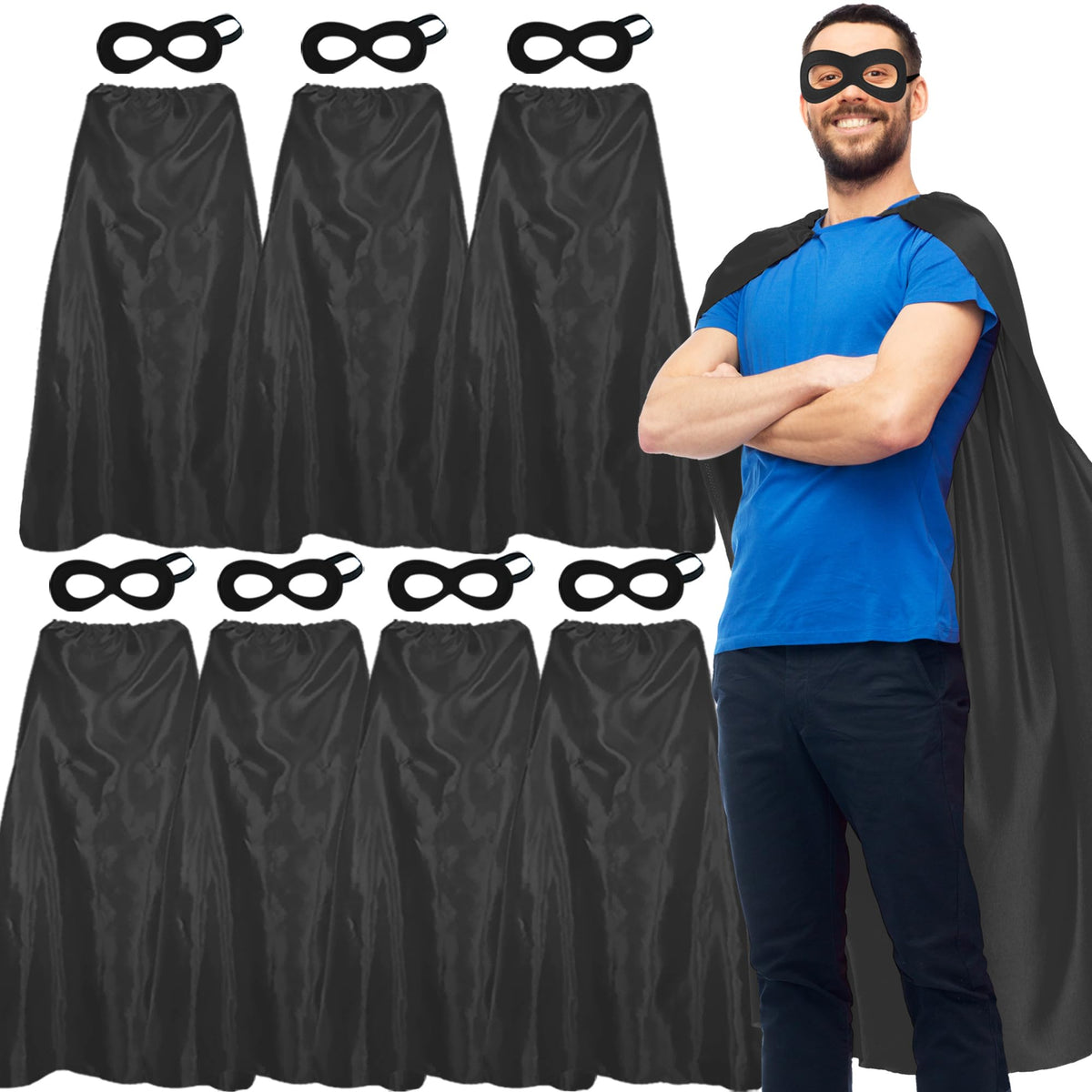 D.Q.Z Superhero Capes and Masks for Adults Bulk-Men Women Super Hero Costume Halloween Dress Up Party Favors -7 Pack