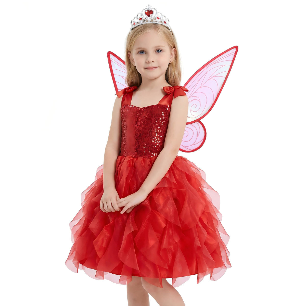 Soyoekbt Fairy Costume for Girls Princess Tutu Dress with Butterfly Wings for Girls Birthday Party Dress Up