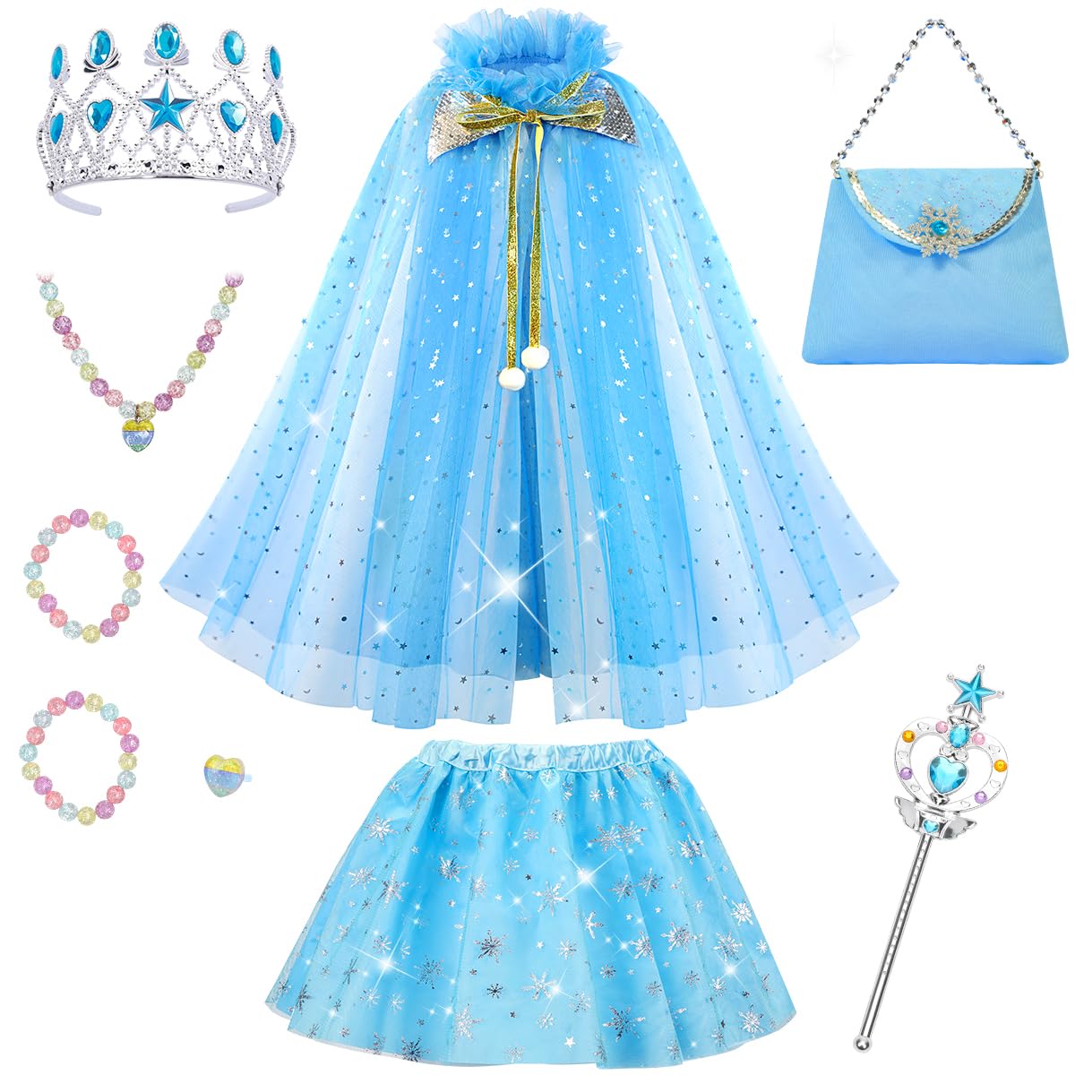 Meland Princess Dress Up Toy for Girls 3-8, Cape & Tutu Set for Girls Gift