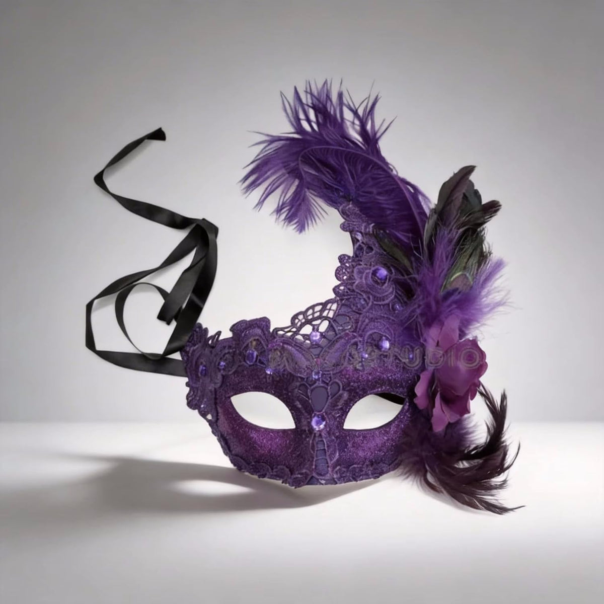 Halloween Feather Mask for Women Dance Dress up Party Mask Mardi Gras Masks with Feather Prom Ball
