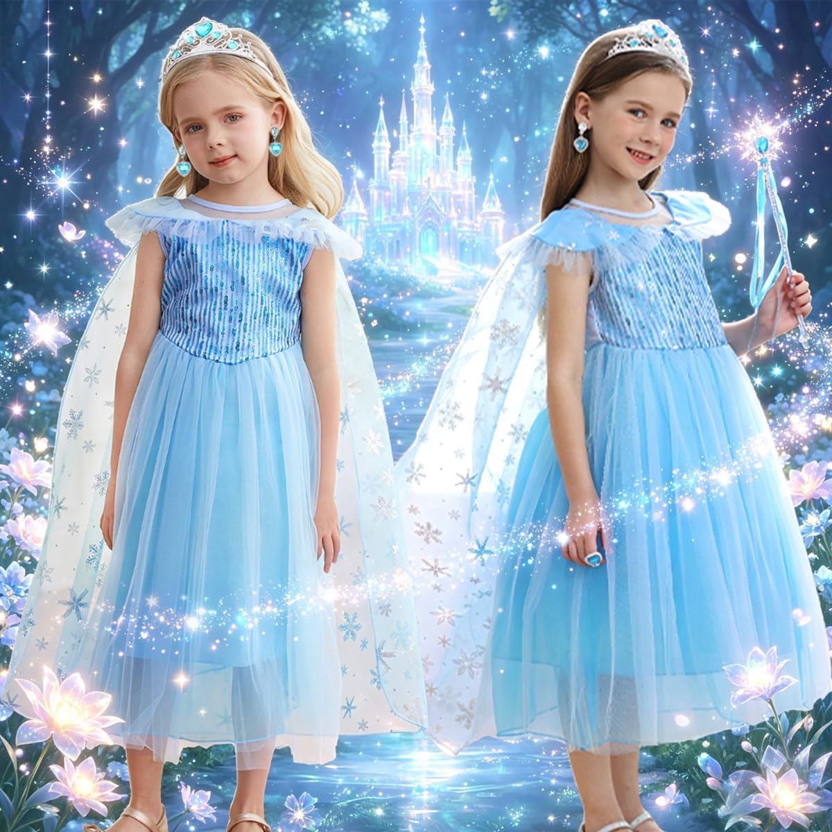 iTVTi Little Girls Blue Princess Dress with Accessories