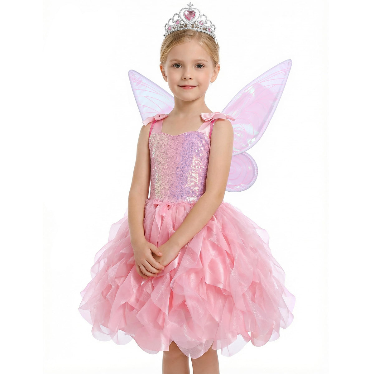 Soyoekbt Fairy Costume for Girls Princess Tutu Dress with Butterfly Wings for Girls Birthday Party Dress Up