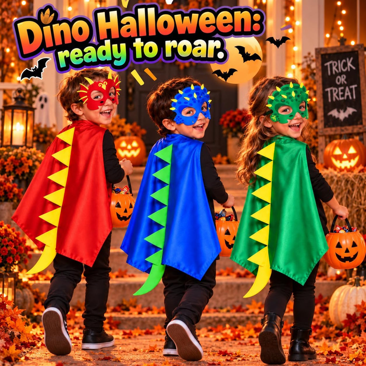iROLEWIN Dinosaur Costume for Kids Dinosaur Capes Masks as Dress-Up Toys
