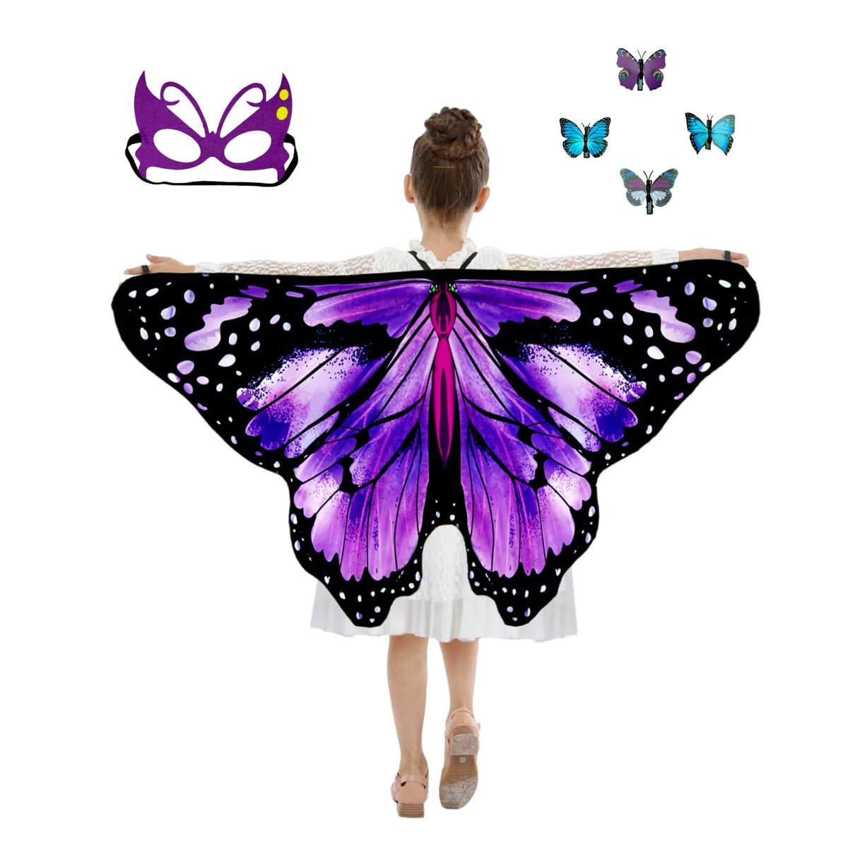 Niurui Kids Fairy Butterfly Wings Costume for Girls Halloween Toddler Dress Up Play Costumes Christmas Party Favors Gifts