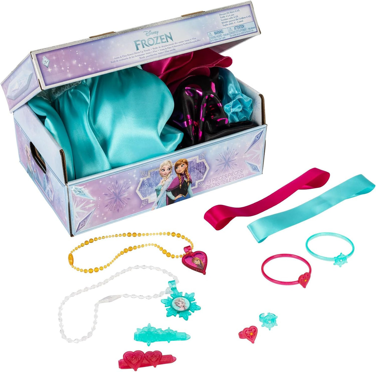 Disney Princess Dress Up Frozen Elsa & Anna Trunk Size 4-6X