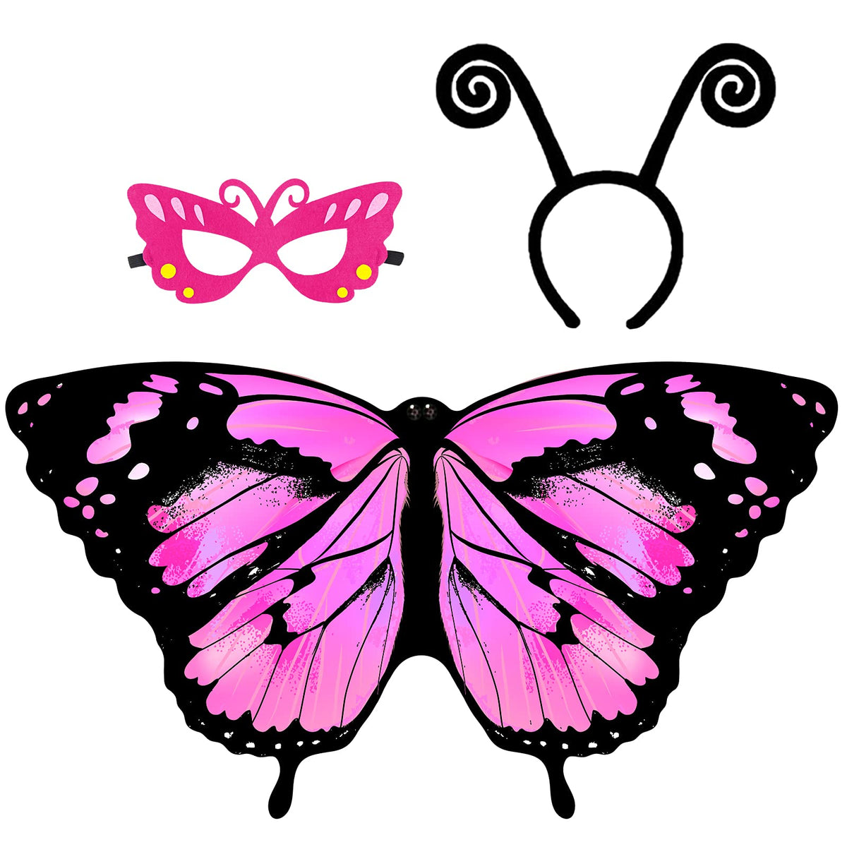 Kids Butterfly Wings Costume for Girls Dress-Up Headband Mask