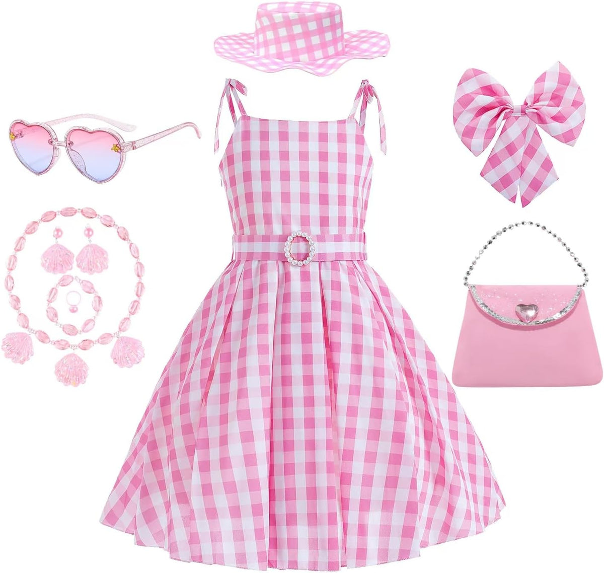 Pink Costume for Girls Halloween Dress up from Doll Movie with Accessories