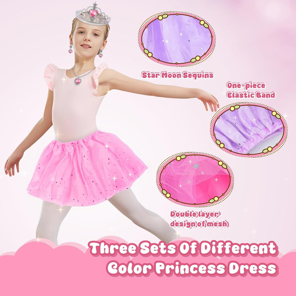 Princess Costume For Girls, Princess Dress Up For Girls 4-6 Years Old