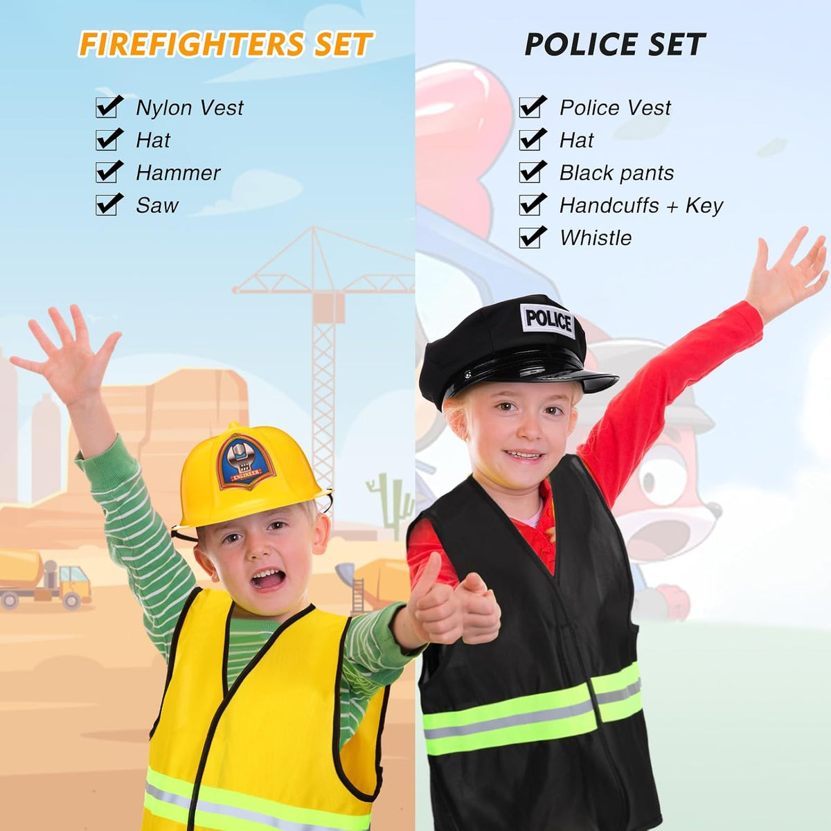 Vicenpal 10 Set Kids Dress up Costumes for Ages 3-8, Career Role Play