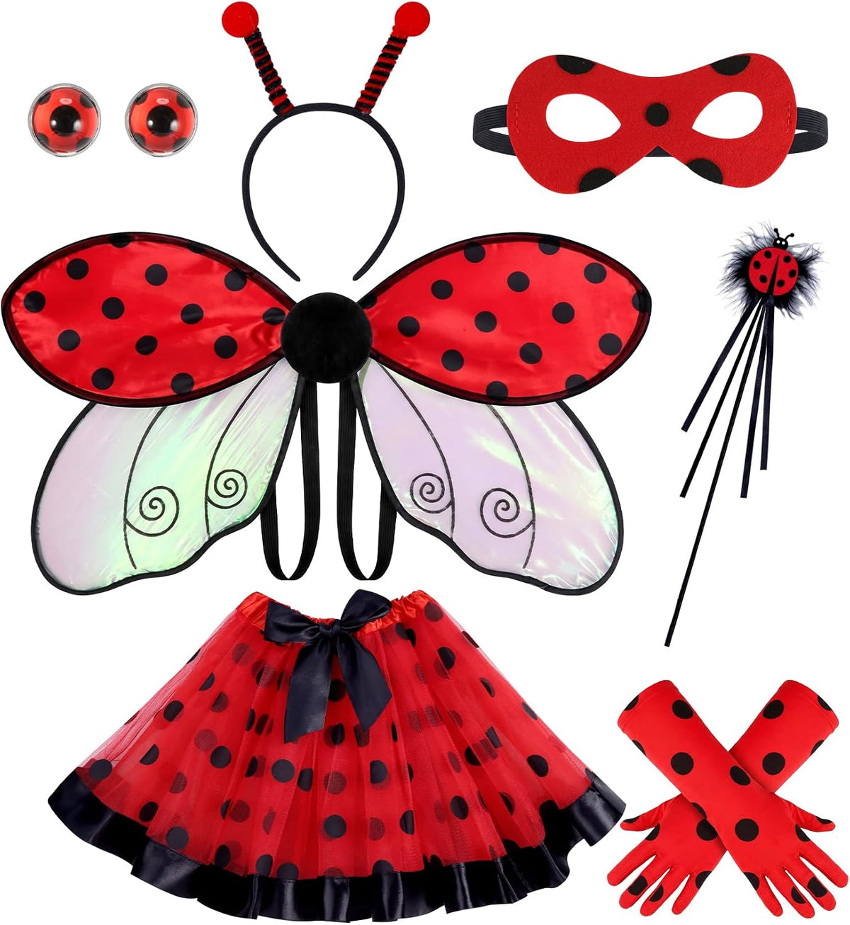 Kids Costume Wings Set for Girls, Butterfly Ladybug Bee Halloween Dress Up
