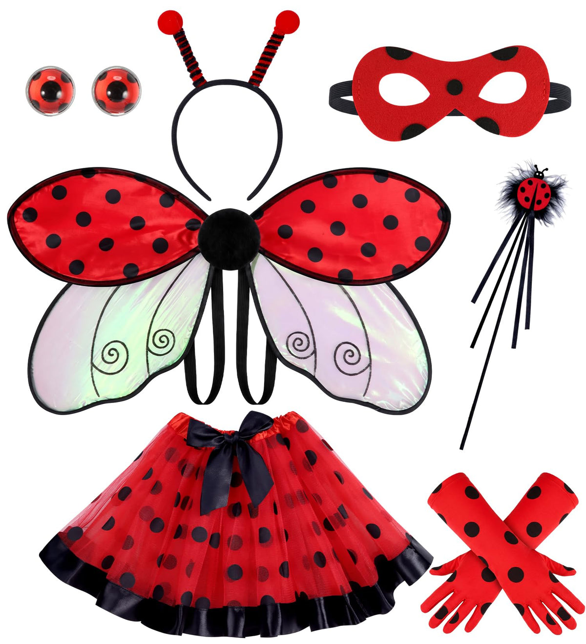 Kids Costume Wings Set for Girls, Butterfly Ladybug Bee Halloween Dress Up