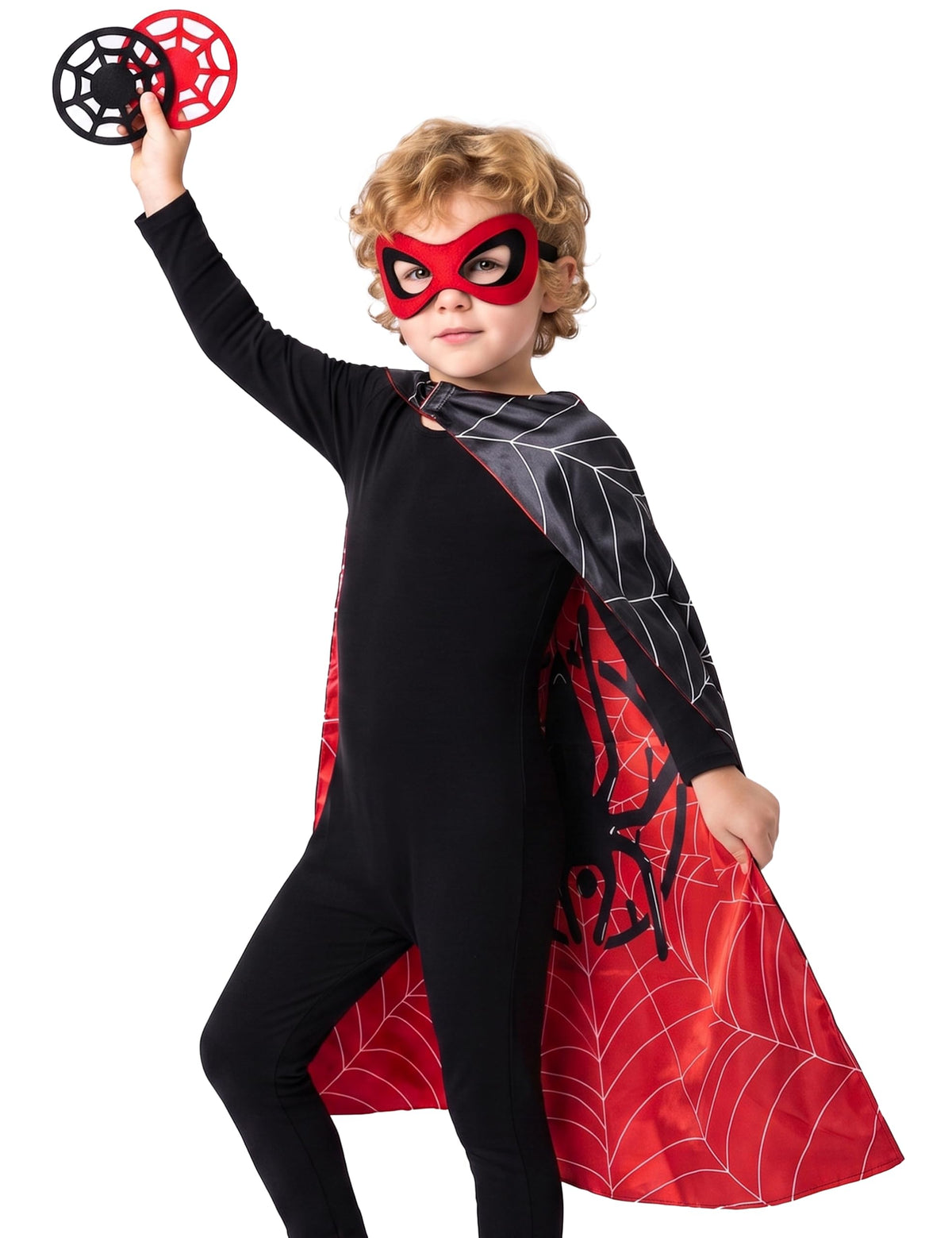 Spider Cape and Mask Halloween Costume, Super Hero Cosplay for Kids Boys