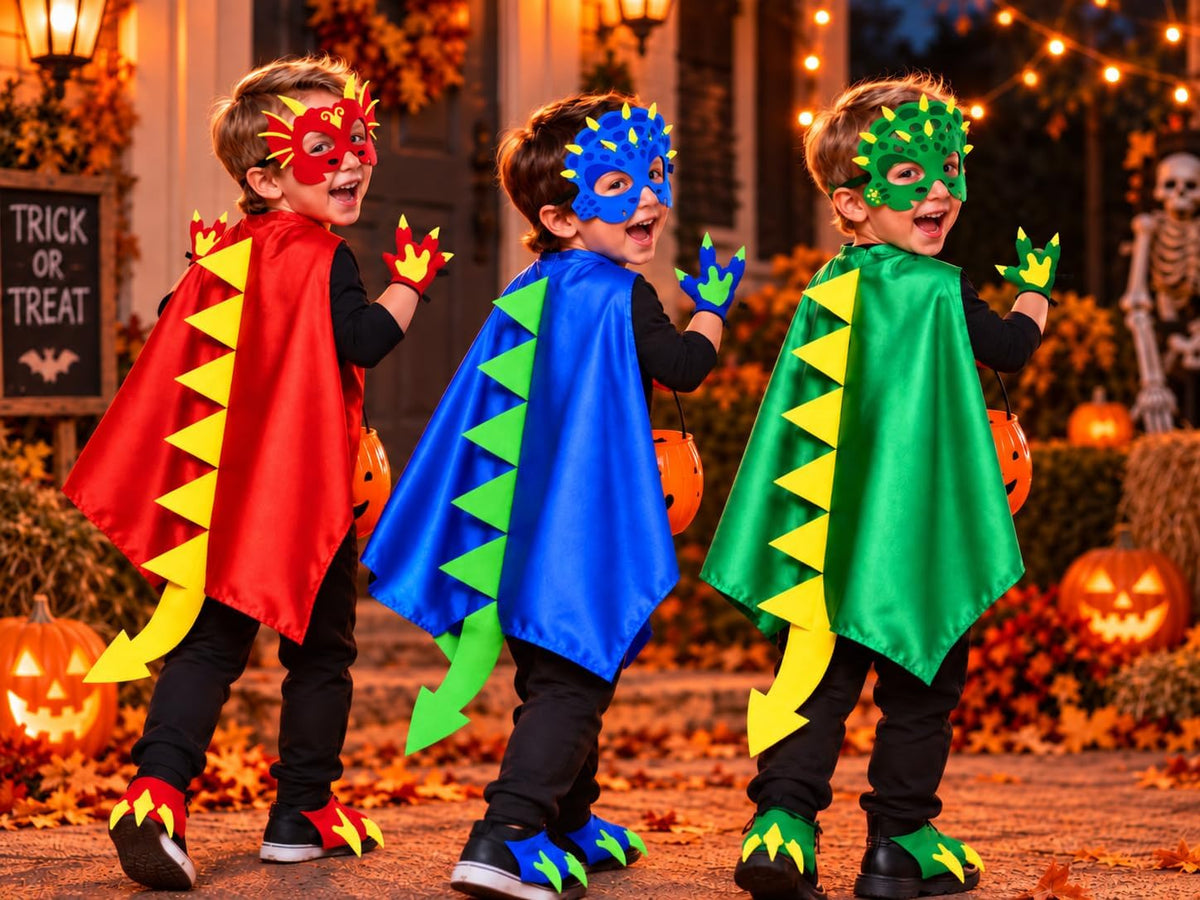 iROLEWIN Dinosaur-Costume for Kids Dinosaur-Capes Masks Claws as Dress Up