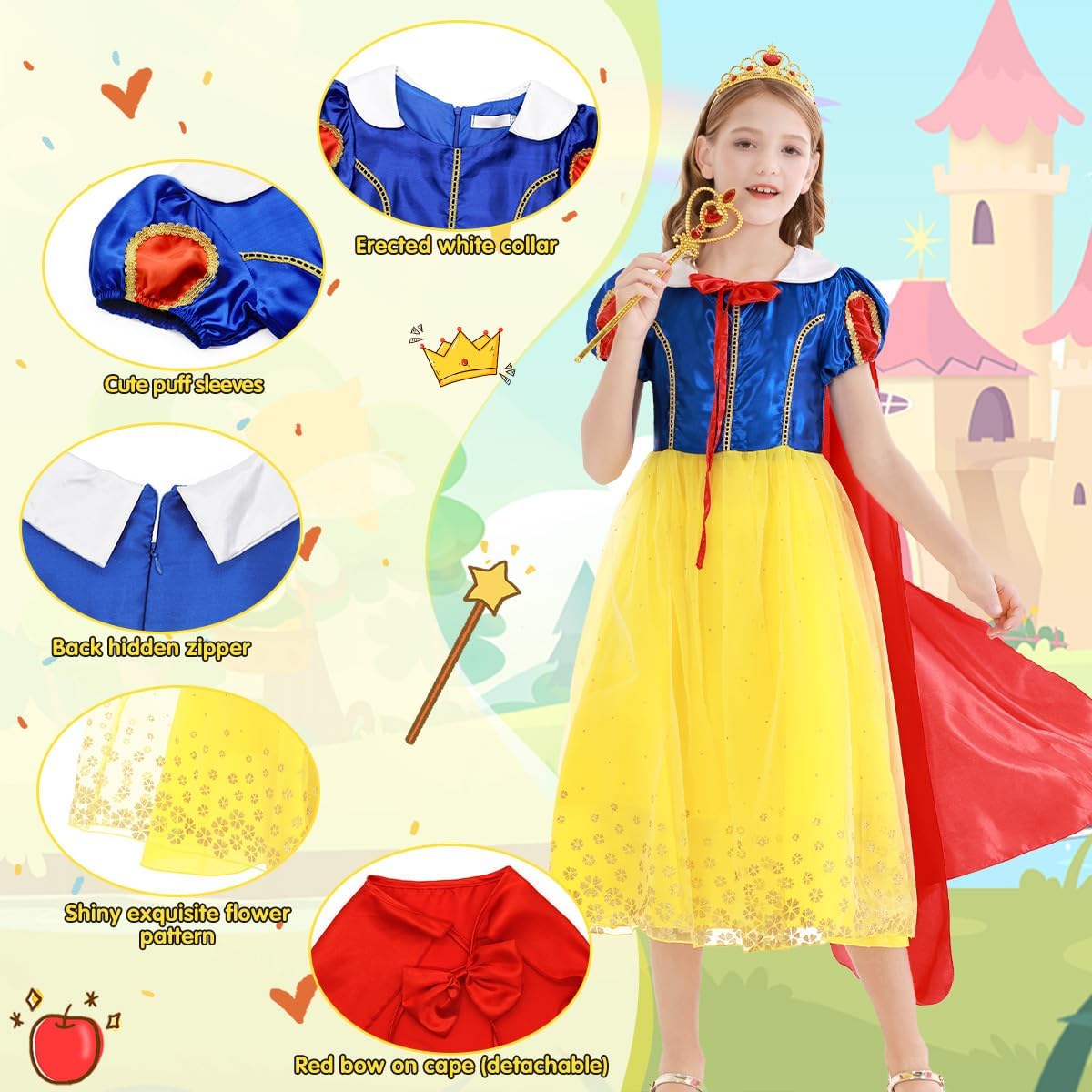 COTRIO Princess Dress Up for Girls Halloween Costumes Birthday Party Outfit