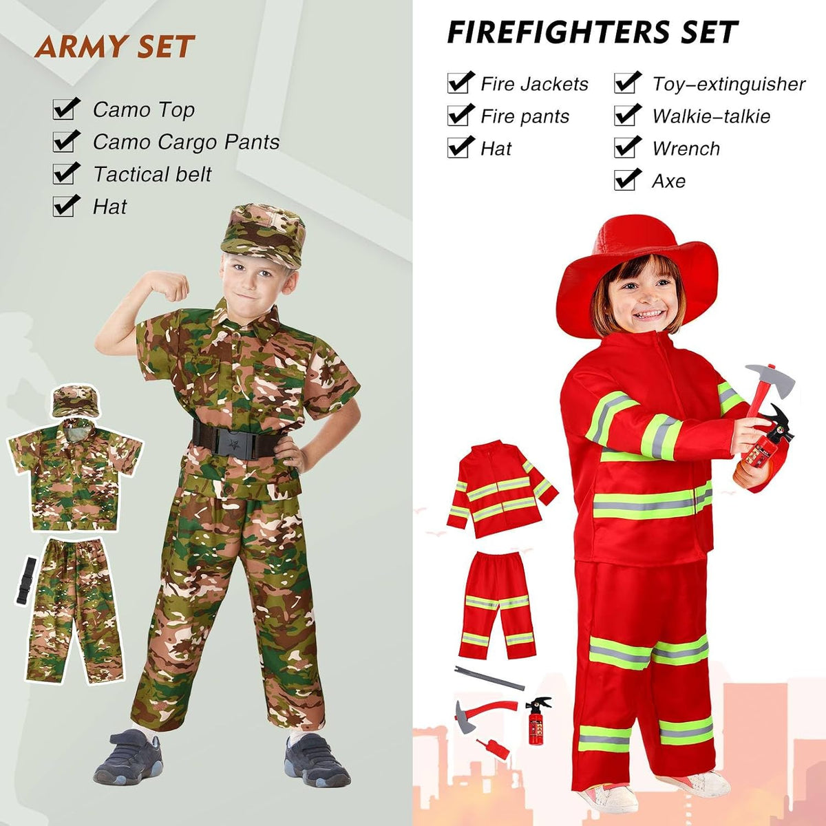 Vicenpal 10 Set Kids Dress up Costumes for Ages 3-8, Career Role Play