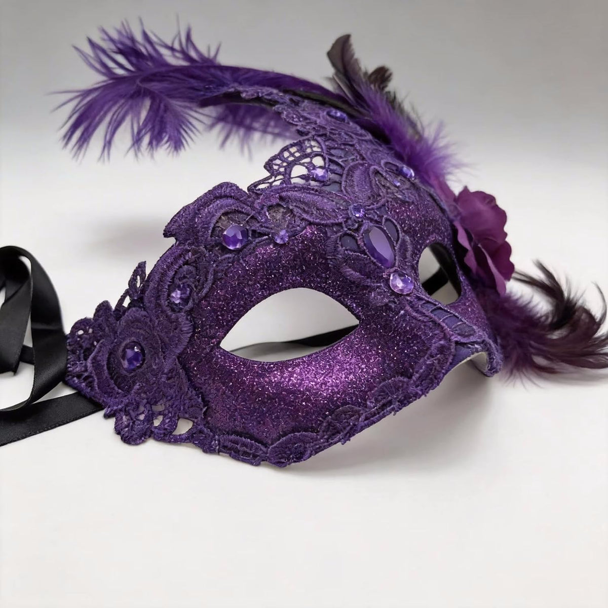 Halloween Feather Mask for Women Dance Dress up Party Mask Mardi Gras Masks with Feather Prom Ball