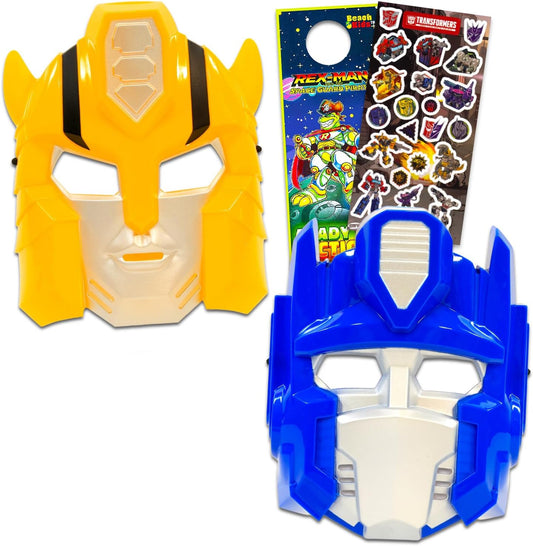 Transformers Masks for Kids 2 Pack Set - Bundle with Optimus Prime and Bumblebees Masks for Dress Up Pretend Play Plus Stickers, More | Transformers Costume Accessories