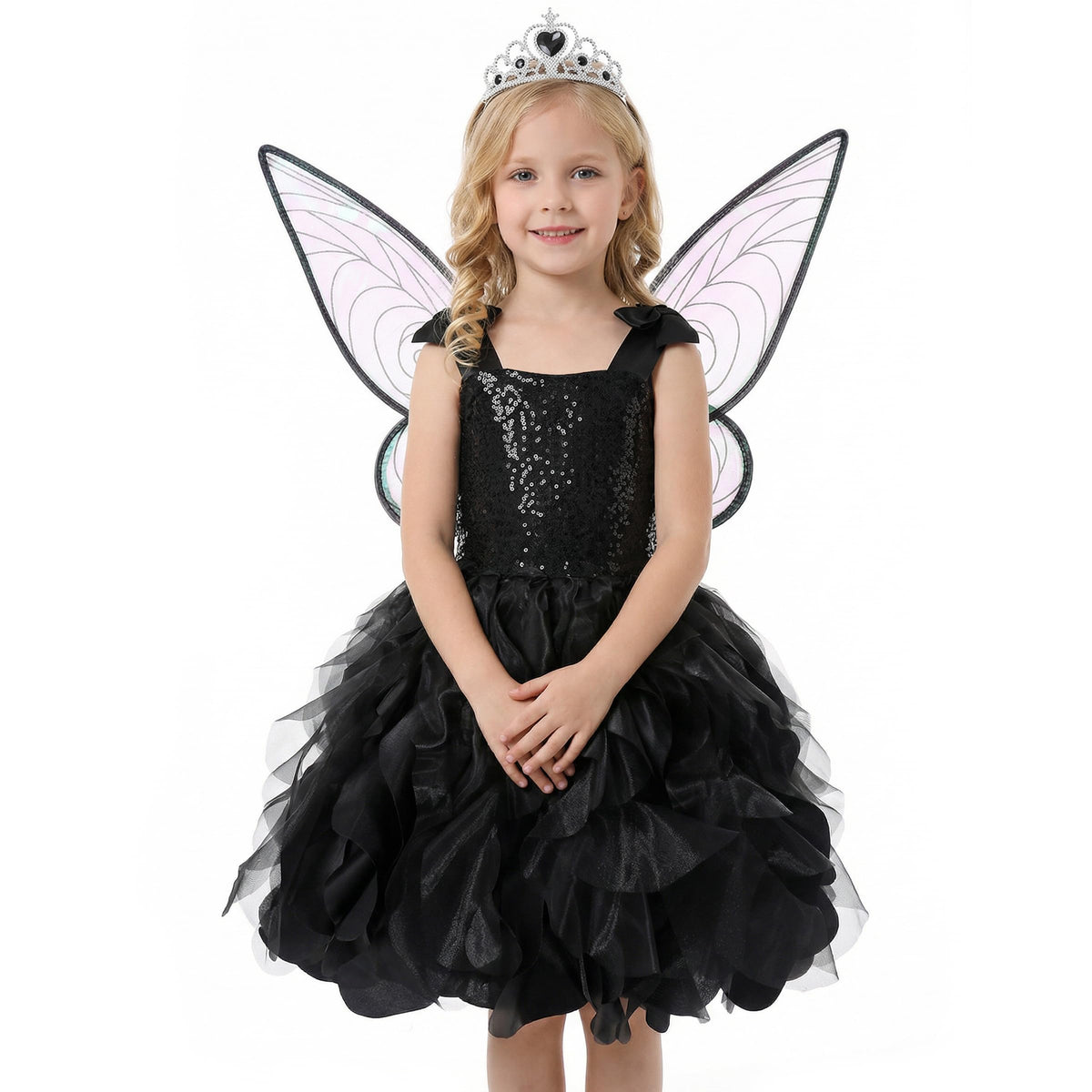 Soyoekbt Fairy Costume for Girls Princess Tutu Dress with Butterfly Wings for Girls Birthday Party Dress Up