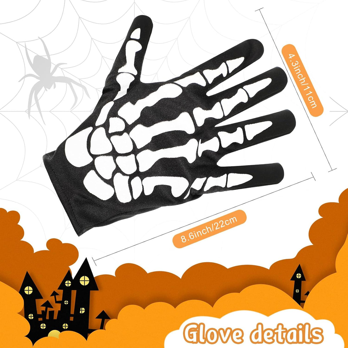 White Skeleton Gloves and Skull Face Mask Ghost Bones for Adult Halloween