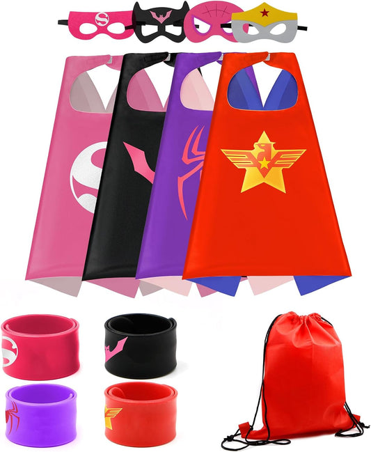 Dress Up Capes and Masks Set, 4 Pack Costume for Party Favors