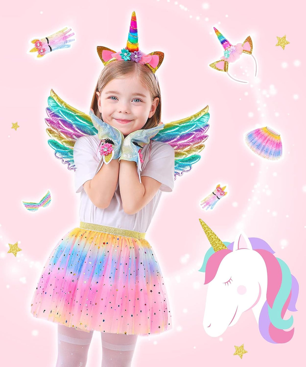 Little Girls Dress Up Costume Set, Fairy Mermaid Princess Dress Up Clothes
