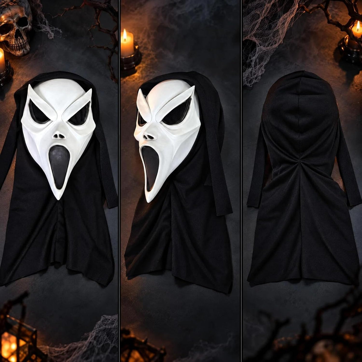 Halloween Scary Face Mask for Adults, Horror Cosplay Costume Accessory