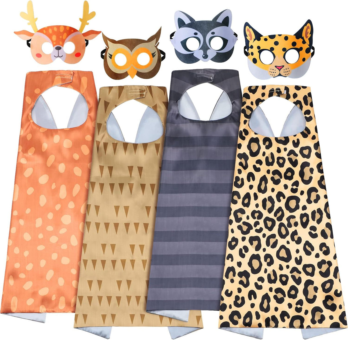 Leitee 4 Sets Safari Animal Costumes Dress up for Kids Mask and Capes for Woodland Jungle Animal Theme Party Favors Birthday Decorations Dress up Set for Kids Birthday Gifts