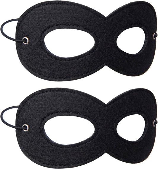 2 Pieces Black Felt Eye Mask,Halloween Costumes Masquerade Half Mask Cosplay Party Supplies for Adult Kids