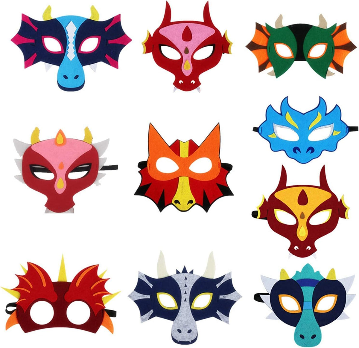 10PCS Cartonn Dragon Dinosaur Theme Animal Face Costume Party Favors Dress Up Costume Set