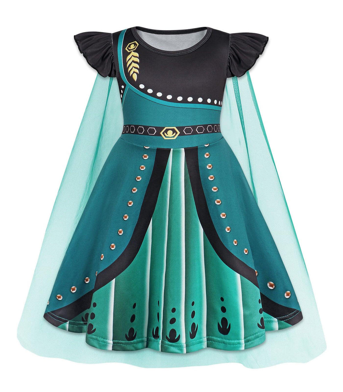 Princess Dress with Cape Girls Halloween Birthday Party Cosplay Costume