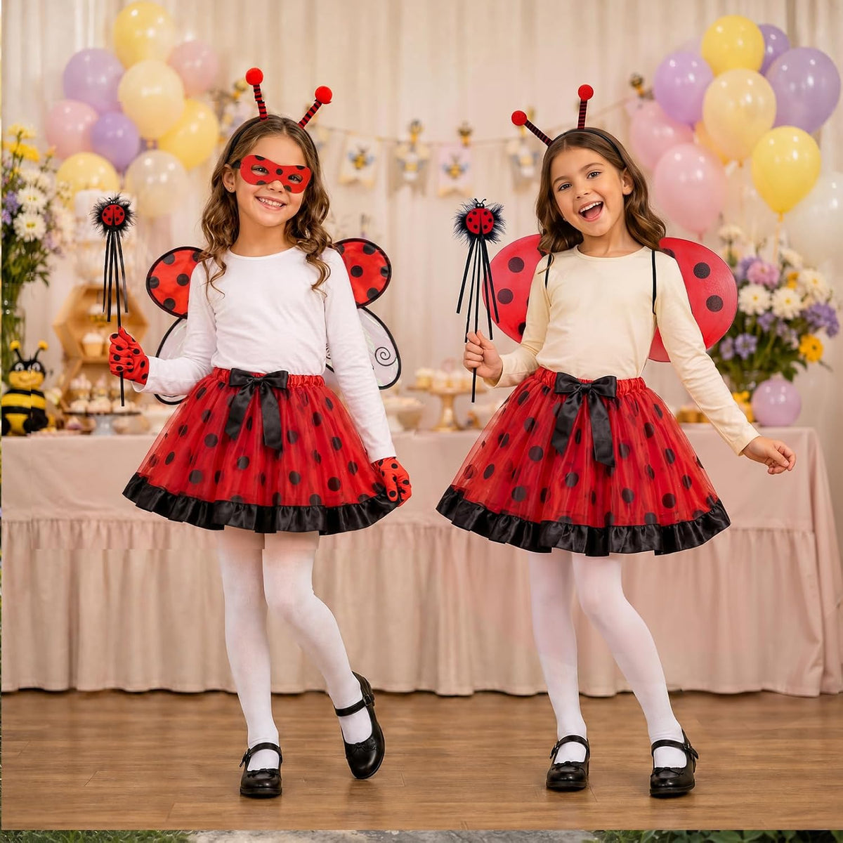 Kids Costume Wings Set for Girls, Butterfly Ladybug Bee Halloween Dress Up
