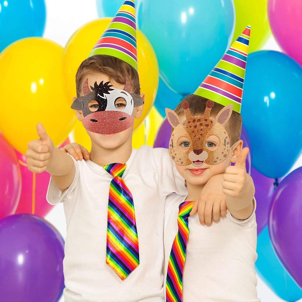48 Pcs Safari Jungle Animal Masks Wild for Kids Animal Theme Birthday Party Favors Costumes Dress up Party Supplies 24 Designs Masks