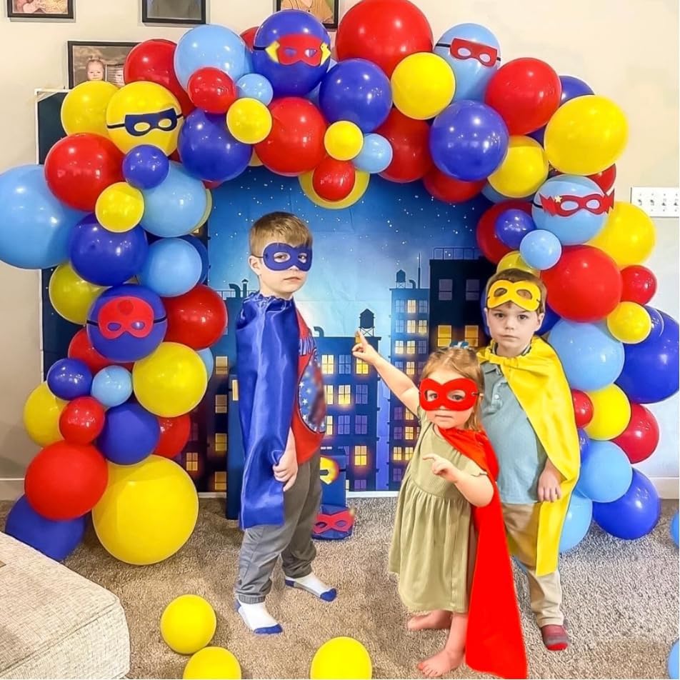 ADJOY Kids Superhero Capes and Masks Birthday Party Dress Up Capes Costume - Mixed Colors