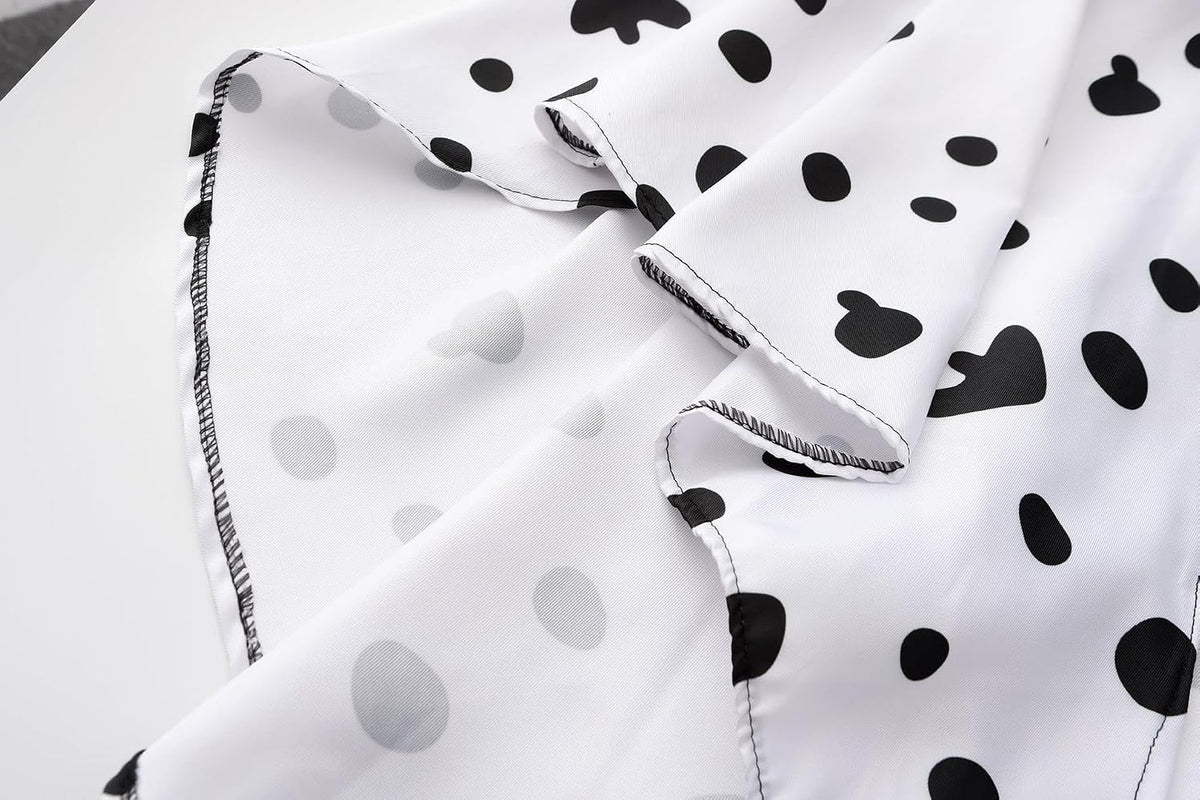 Girls Vintage Halloween Costume Dress Up Dalmatian Print Outfit