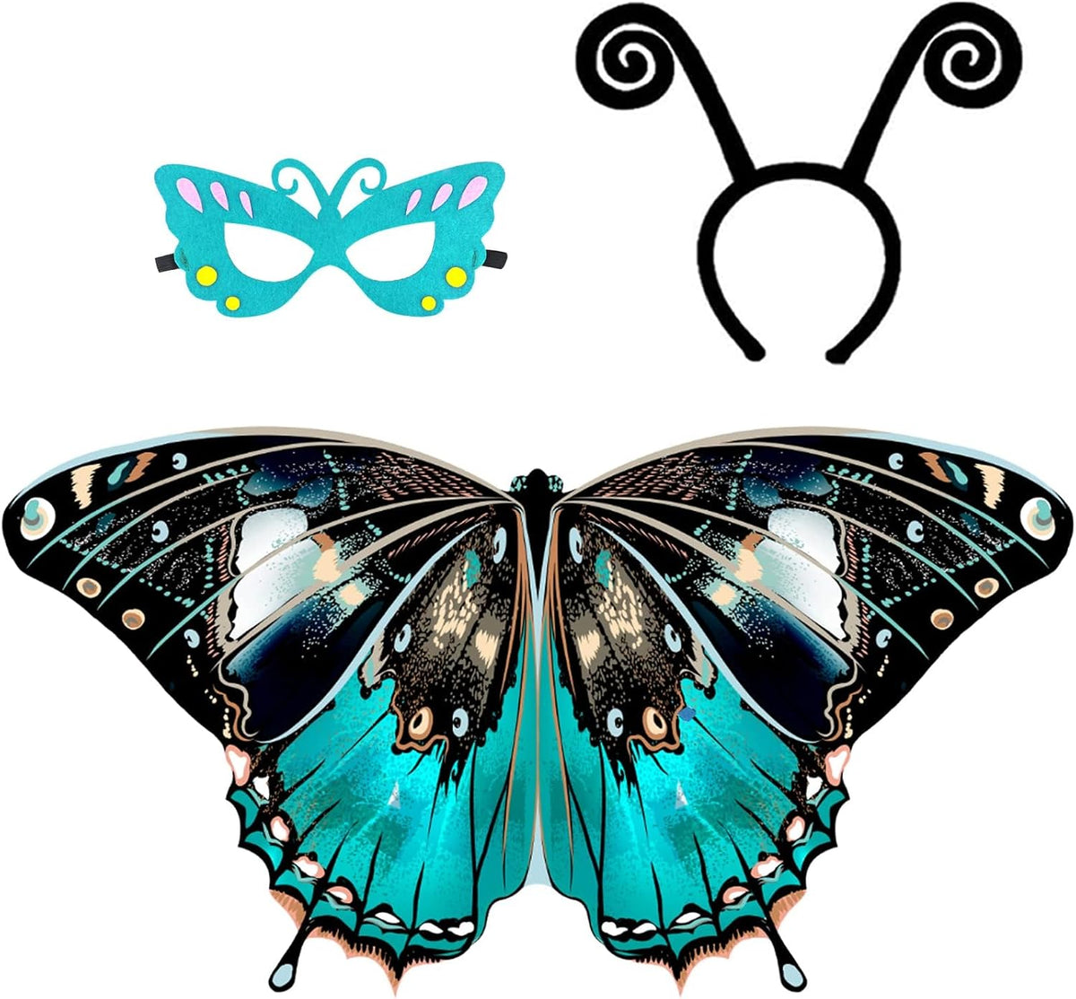 Kids Butterfly Wings Costume for Girls Dress-Up Headband Mask