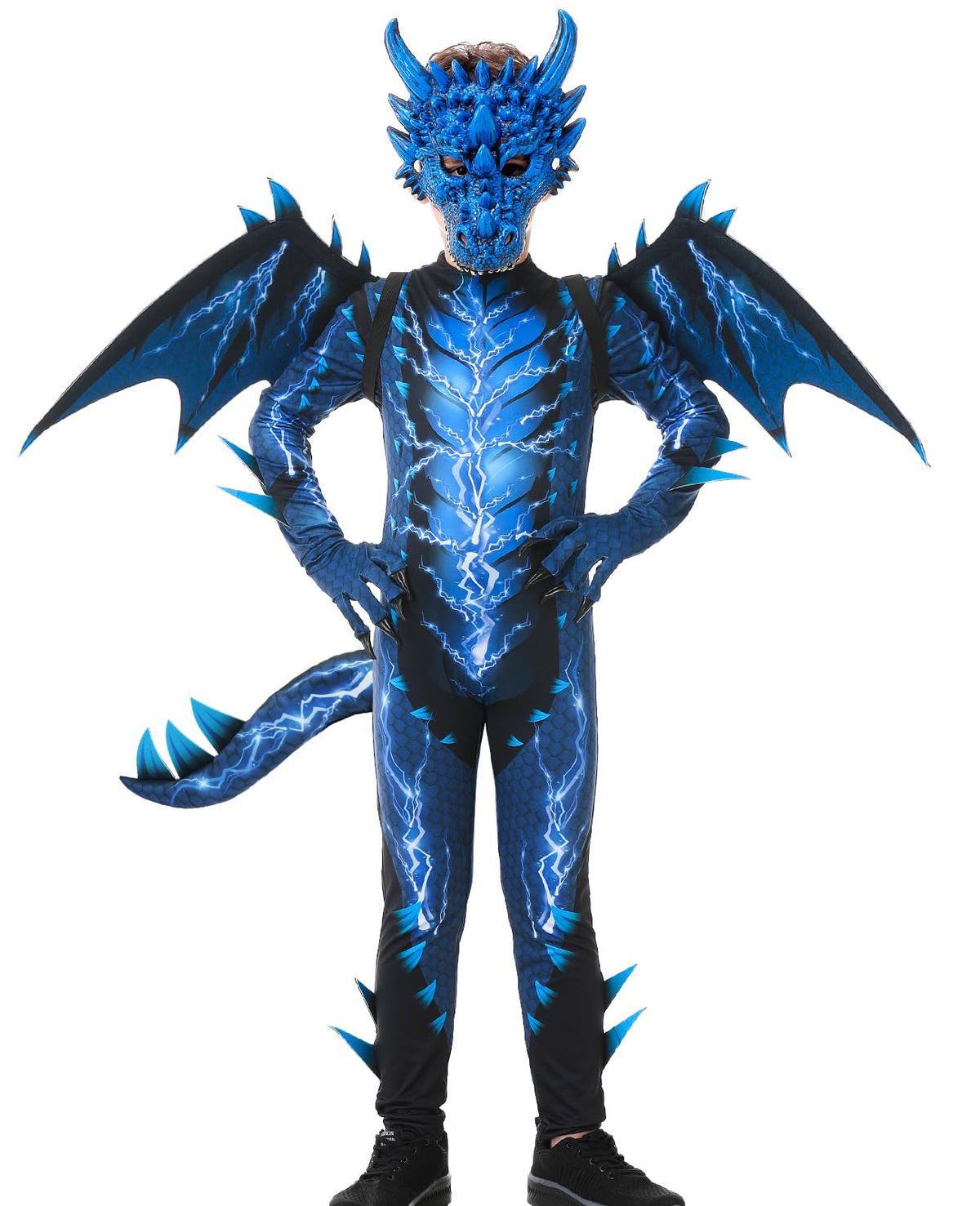 Dragon Costume Kids with Lightning Wings Mask Boys for Halloween