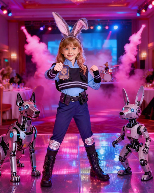 Kids Police Officer Costume Set - Bunny Headband Dress Up for Girls 4-9, Christmas & School Performances