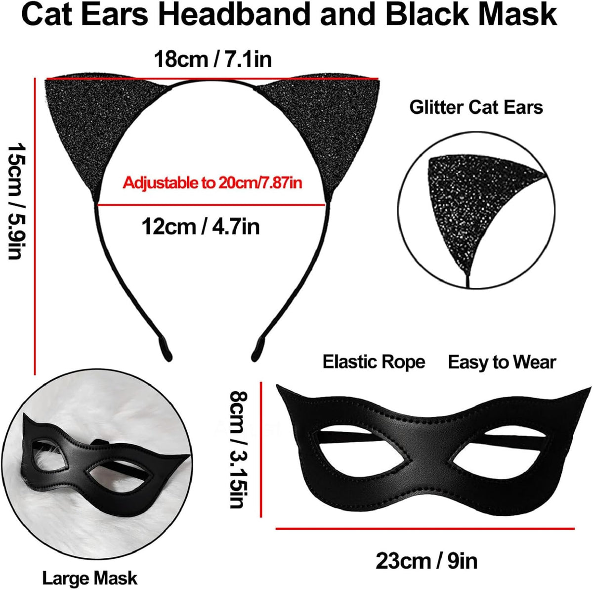 4PCS Halloween Cat Costume Accessories for Women Black