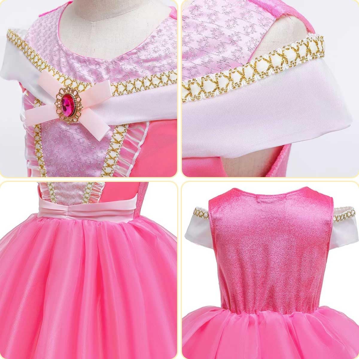 Girls Princess Costume Pink Dress Up Outfit