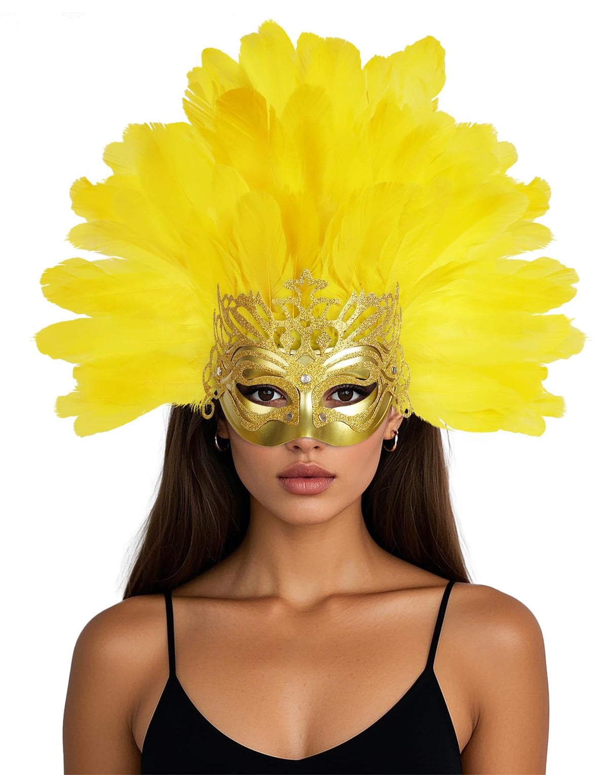 Women's Feather Masquerade Mask and Headpiece, Carnival Costume Accessory