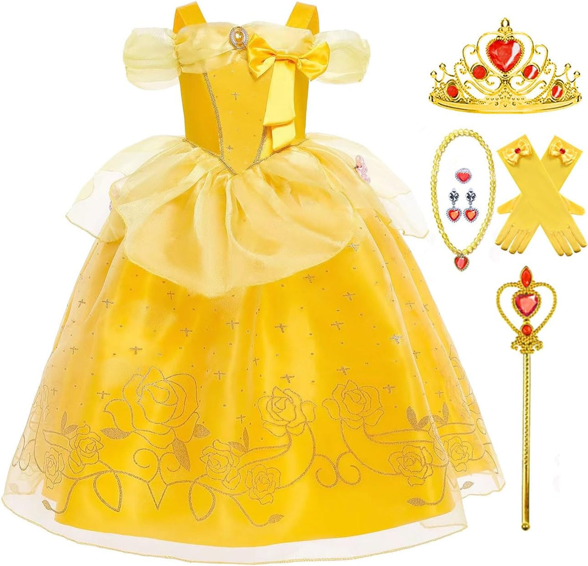 Princess Costume for Girls Kids Yellow Dress