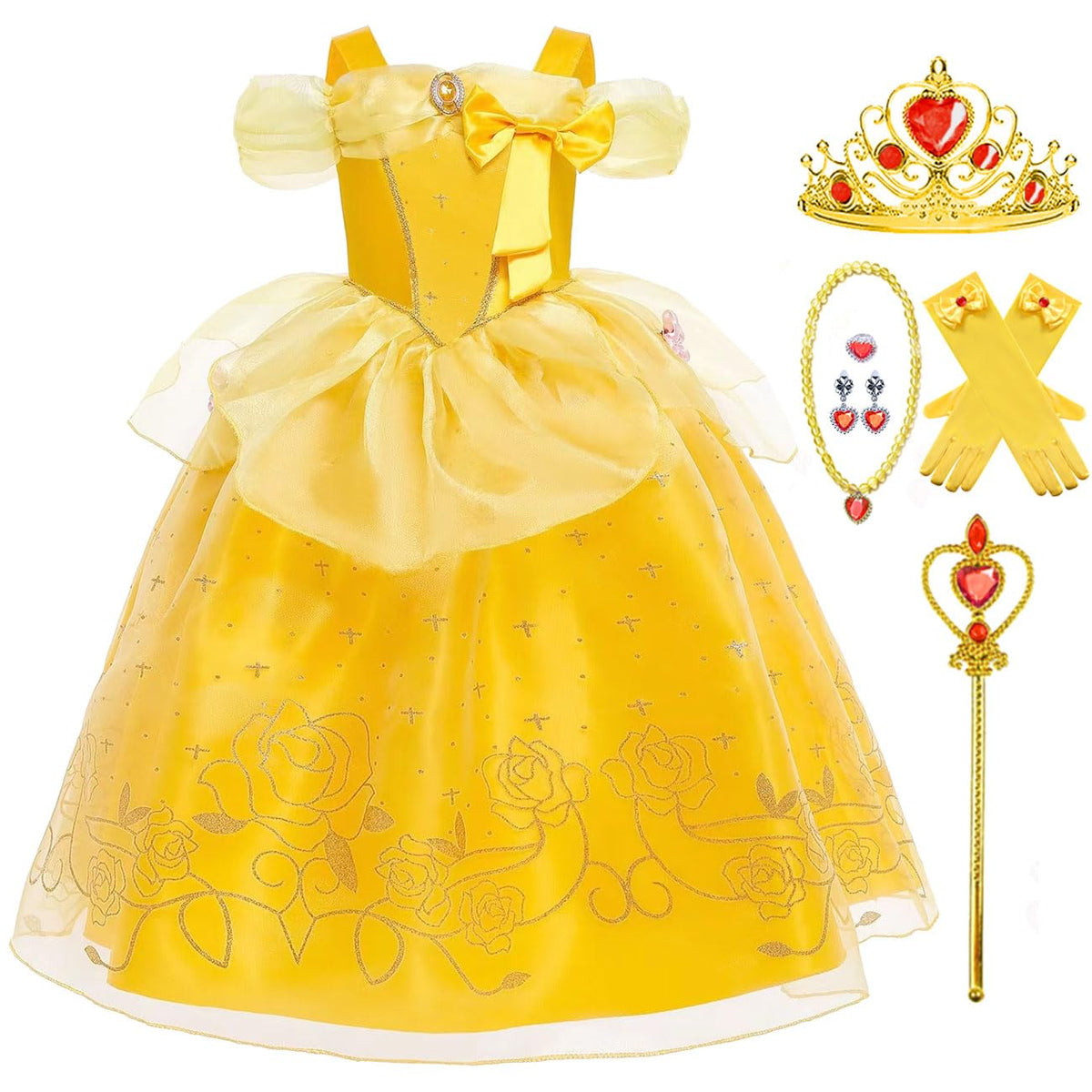Princess Costume for Girls Kids Yellow Dress