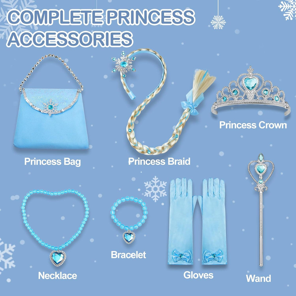 Davvew Princess Dresses for Girls Halloween Light Up Princess Costume for Christmas Toddler Princess Dress Up Clothes