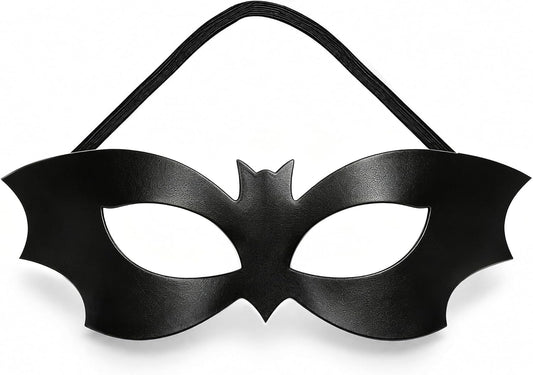 Bat Mask for Women Men Adults, Halloween PU Leather Black Eye Mask Costume