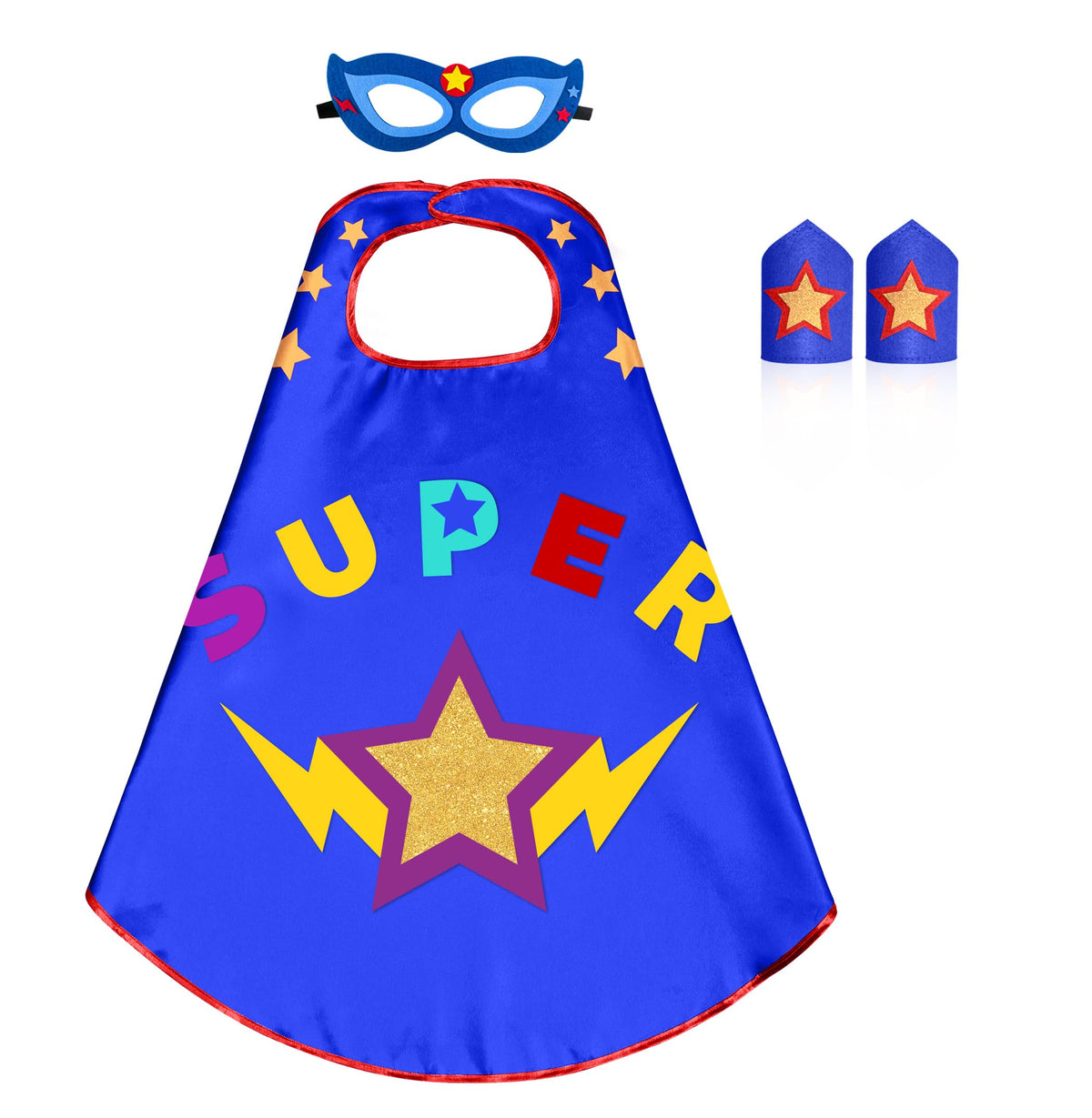 Star Superhero-Cape and Mask for Kids, Super-Hero-Costumes for Girls Boys Dress Up Toys Birthday Gifts