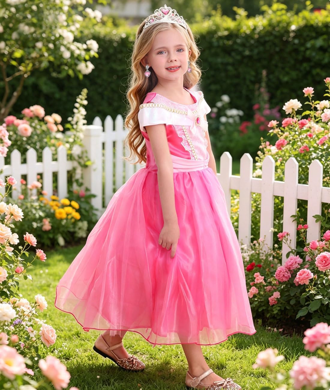 Girls Princess Costume Pink Dress Up Outfit