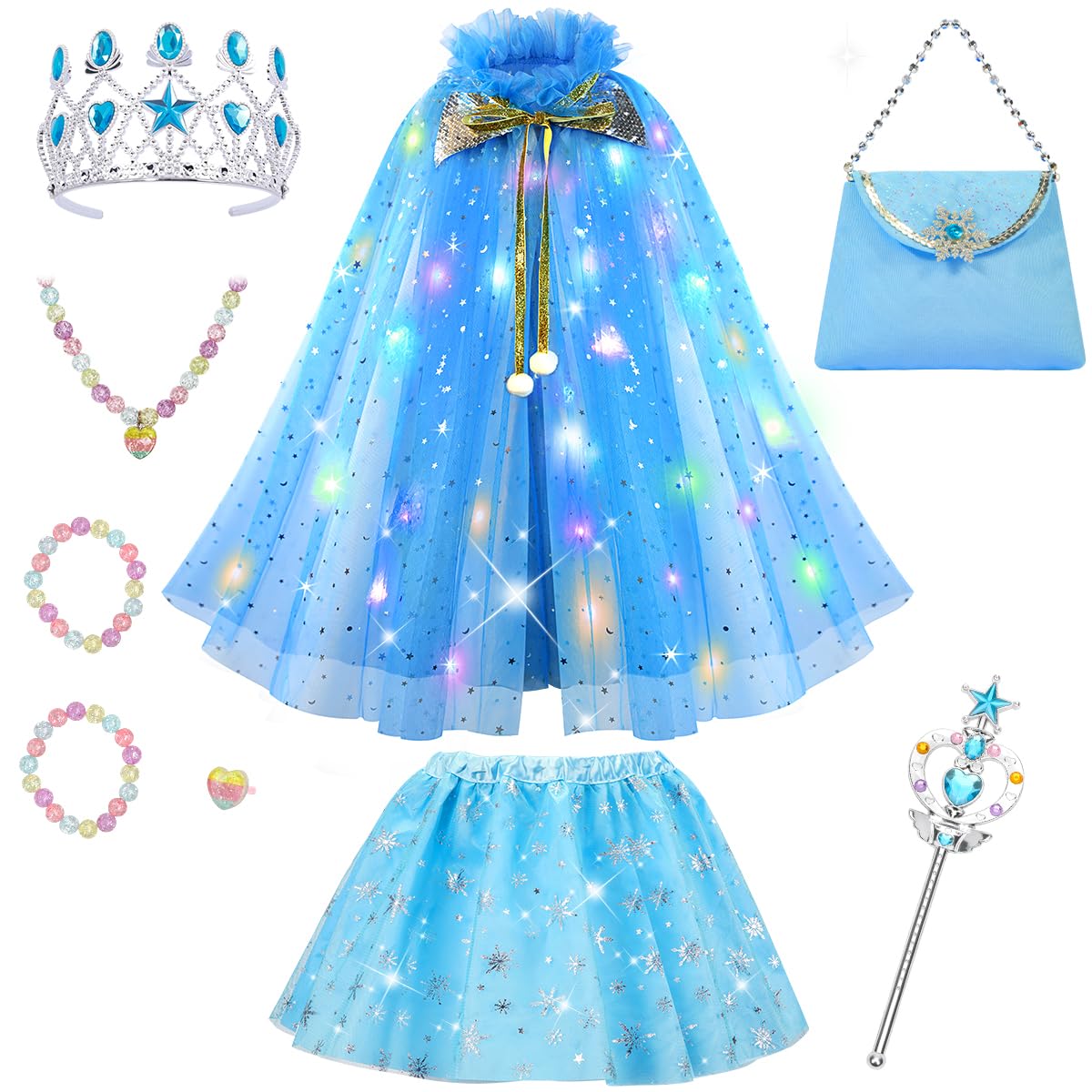 Meland Princess Dress Up Toy for Girls 3-8, Cape & Tutu Set for Girls Gift