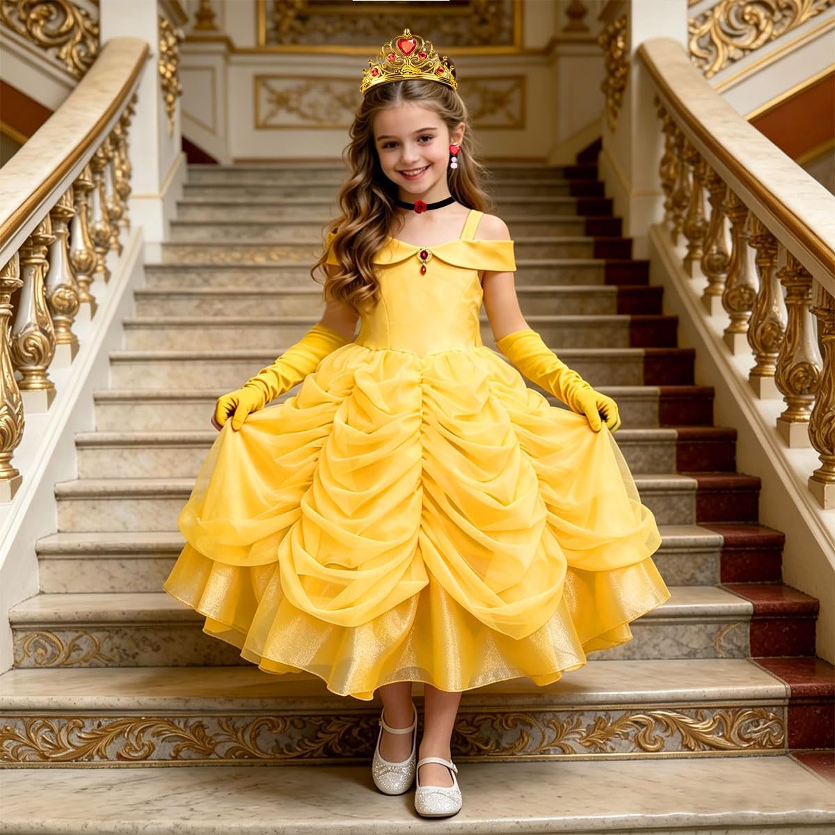 iTVTi Girls Yellow Princess Dress with Accessories