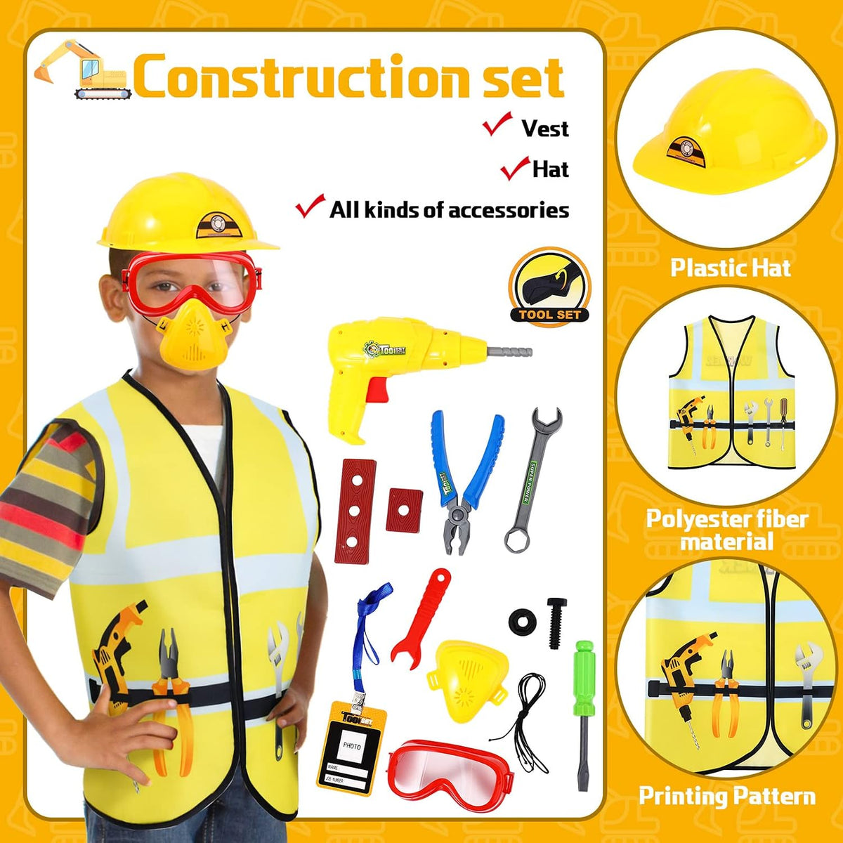 Deekin 5 Sets Kids Toddler Dress Up Clothes Vest for Boys Girls Ages 3-7