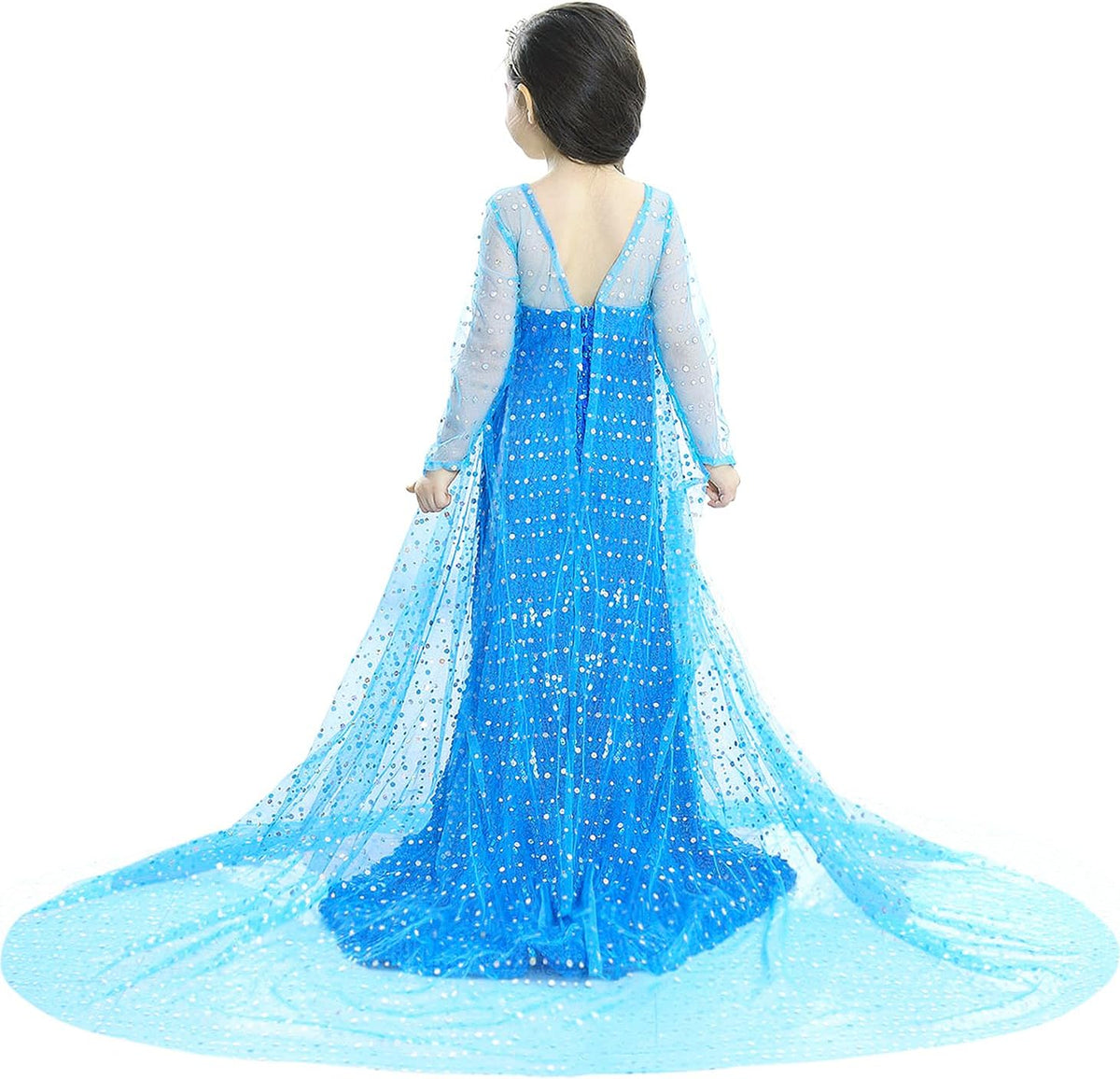 Esvaiy Girls Princess Elsa Dress Costume Luxury Sequin Halloween Cosplay